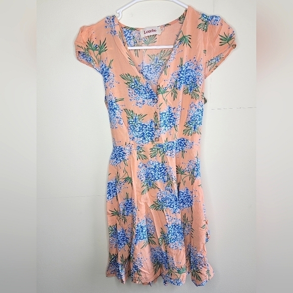 Louche London Cathleen Short Sleeve Floral Dress, 100% Viscose, size 10s - Picture 1 of 5